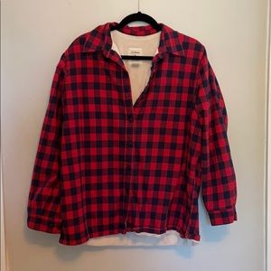 L.L Bean Checkered Button-Up with Fuzzy Lining